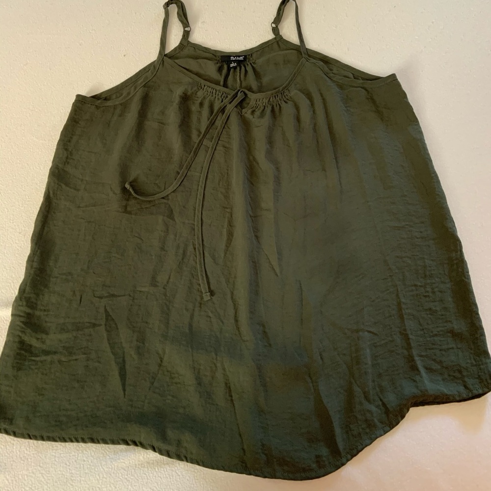 Army green flowing spaghetti strap blouse